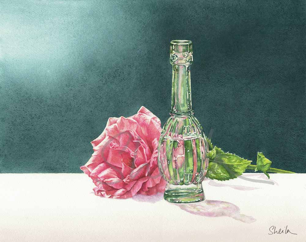 Green Bottle & Rose
